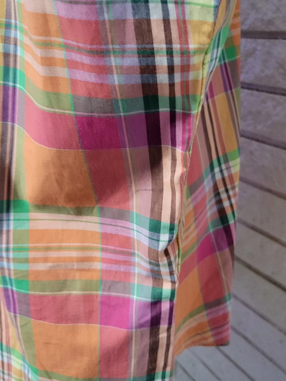 Polo Ralph Lauren XL/TG Mens check shirt cotton orange green purple, Lime Pony